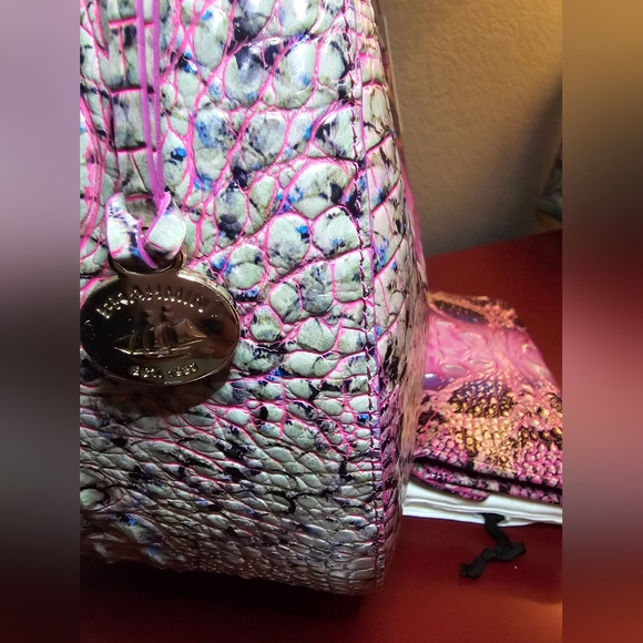 Brahmin Pink Cobra Bekka Shoulder Bag & Veronica Wallet Set NWT - Picture 5 of 16